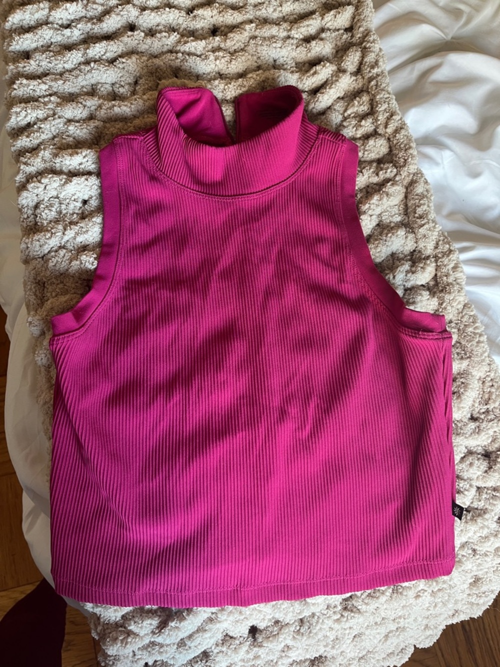 Athleta Ribbed Mock Neck Tank Top - Fuchsia